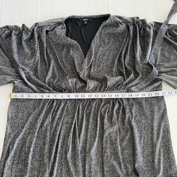 New ELLOS Knit Tie-Back Maxi Dress Women's Plus SIZE 18/20 (L) Black Silver - Picture 6 of 10